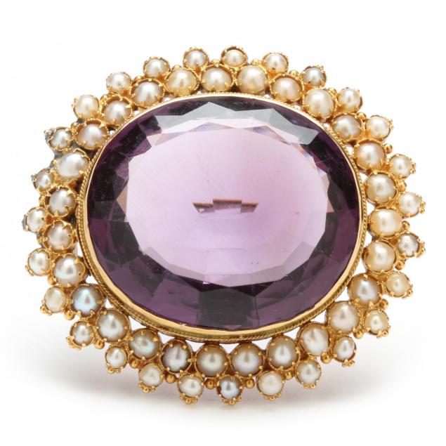 victorian-10kt-amethyst-pearl-brooch-pendant