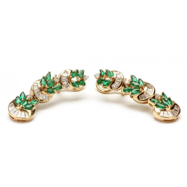 14kt-emerald-and-diamond-pendant-earrings