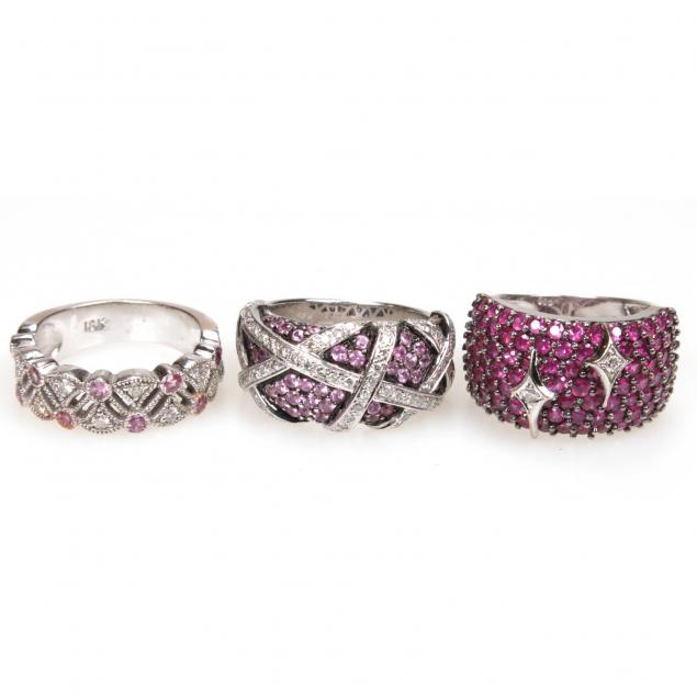 three-white-gold-gem-set-and-diamond-rings