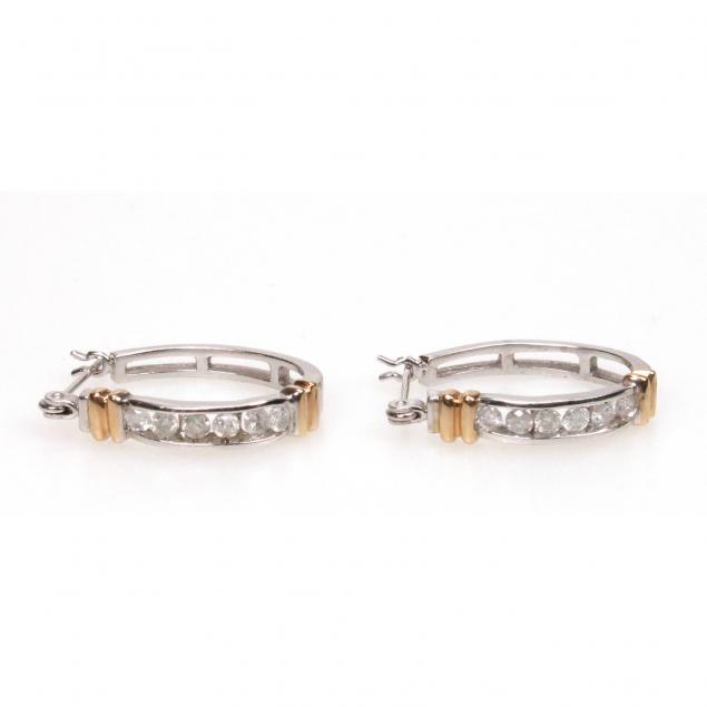 two-tone-gold-diamond-ear-hoops