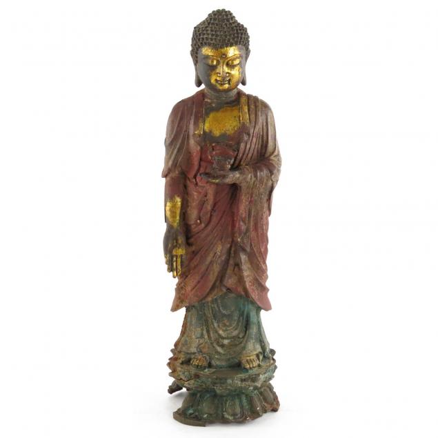 bronze-buddha-holding-lotus-flower