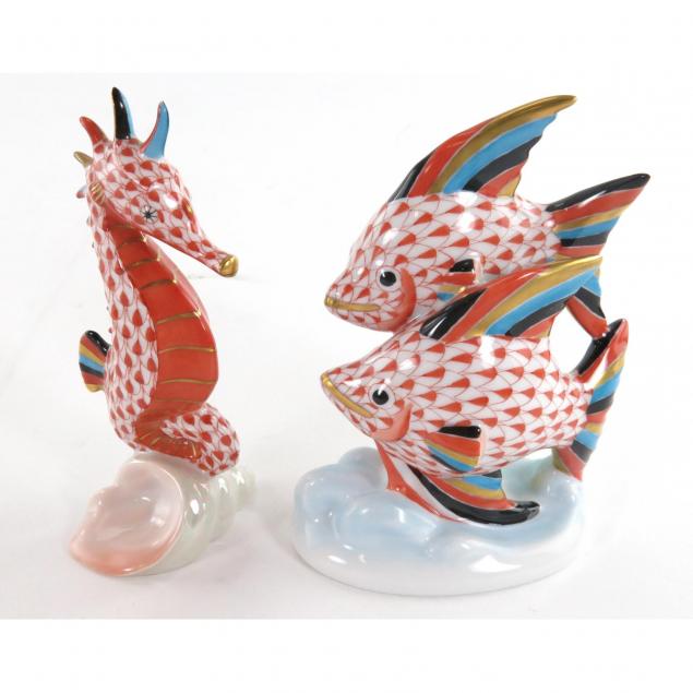 herend-porcelain-seahorse-and-fish-group