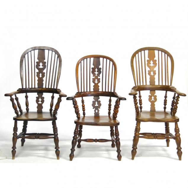 three-english-windsor-arm-chairs