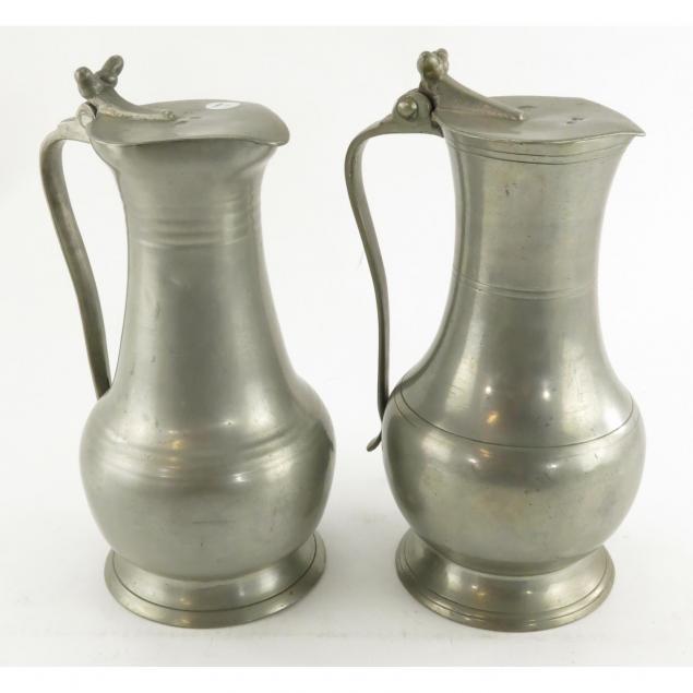 two-antique-pewter-flagons