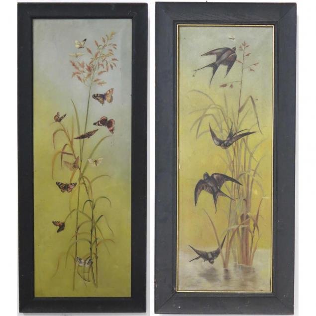 pair-of-american-victorian-panel-paintings-butterflies-swallows