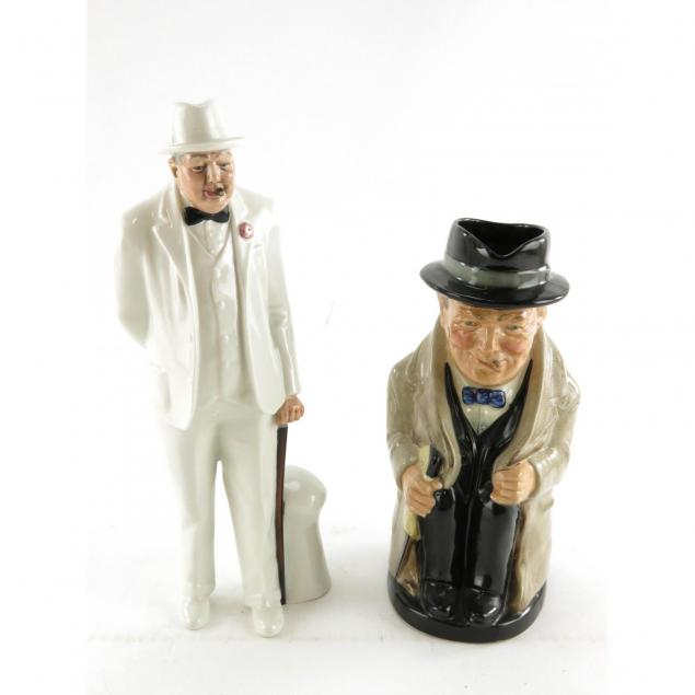 two-royal-doulton-winston-churchill-figures