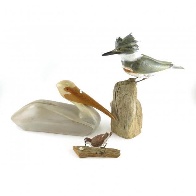 three-contemporary-hand-carved-bird-decoys