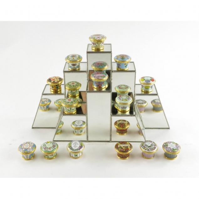 collection-of-14-halycon-days-enamel-boxes