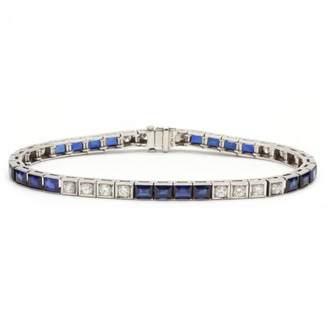 vintage-platinum-diamond-and-sapphire-bracelet