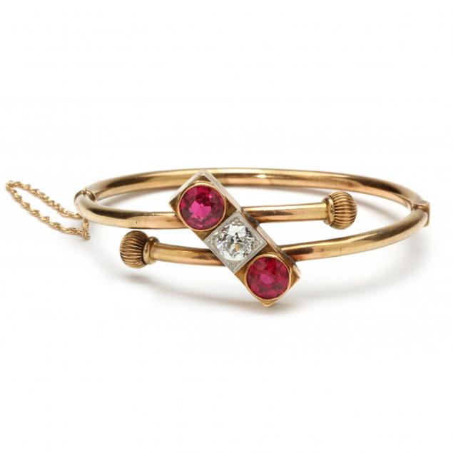 vintage-14kt-diamond-and-synthetic-ruby-bracelet