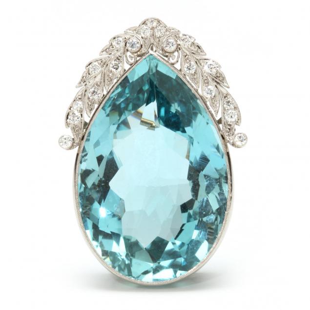 edwardian-platinum-aquamarine-and-diamond-brooch