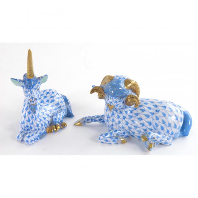 two-herend-porcelain-animal-figurines