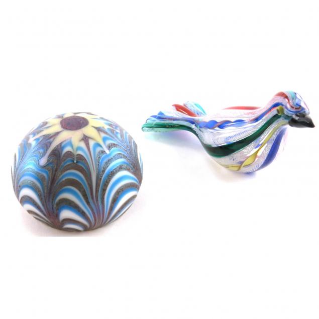 two-art-glass-paperweights