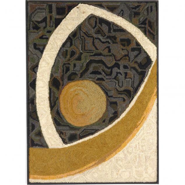 modernist-framed-folk-art-hooked-rug