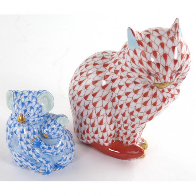 two-herend-porcelain-animal-figurines