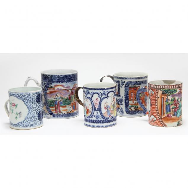 five-chinese-export-porcelain-mugs