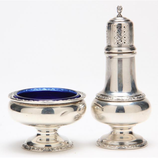 whiting-talisman-rose-sterling-silver-salt-dish-pepper-shaker