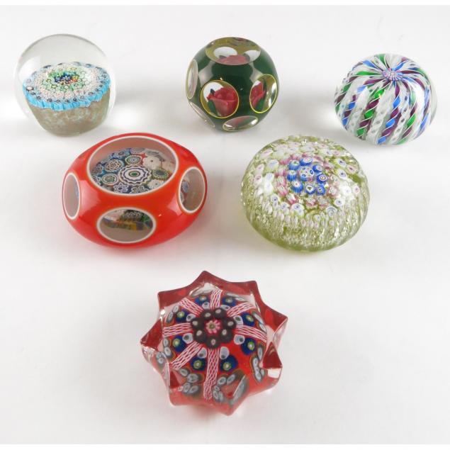six-fine-glass-paperweights