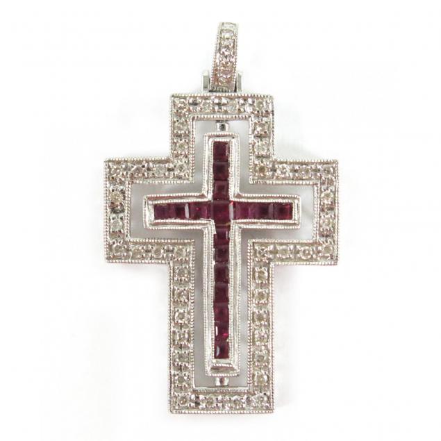 14kt-white-gold-diamond-and-ruby-cross