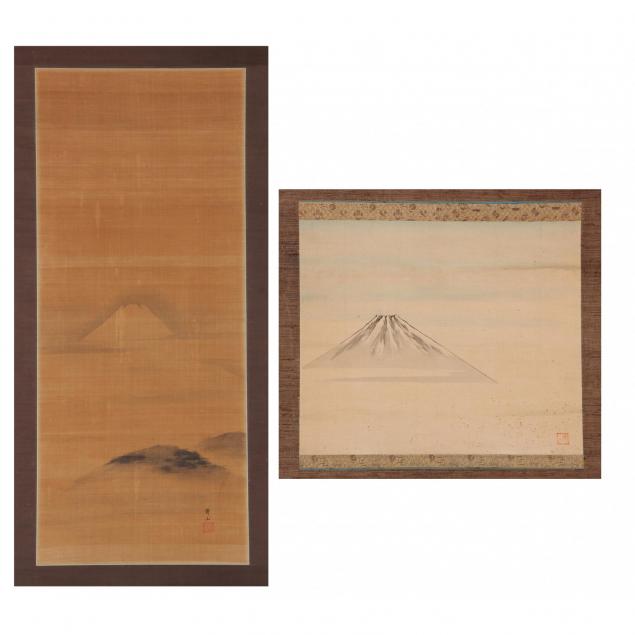 two-japanese-scroll-paintings-mt-fuji
