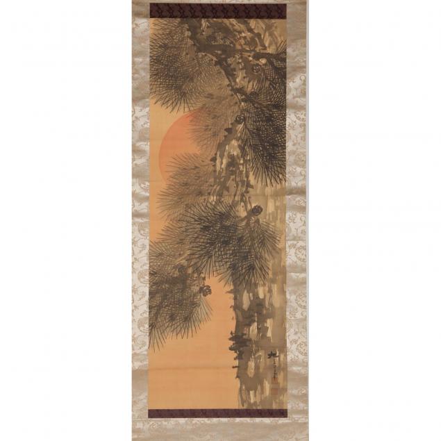 japanese-scroll-painting-sun-with-pine