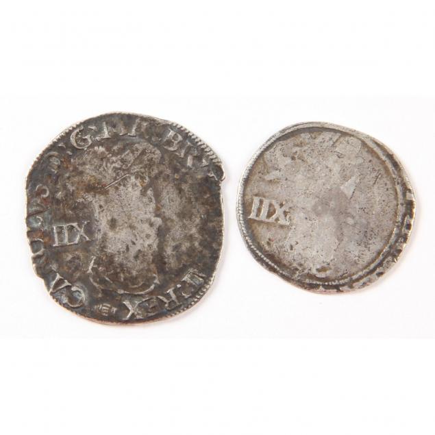 england-charles-i-two-2-hammered-silver-shillings-1625-49