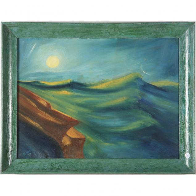 expressionist-mid-century-painting-moon-sea