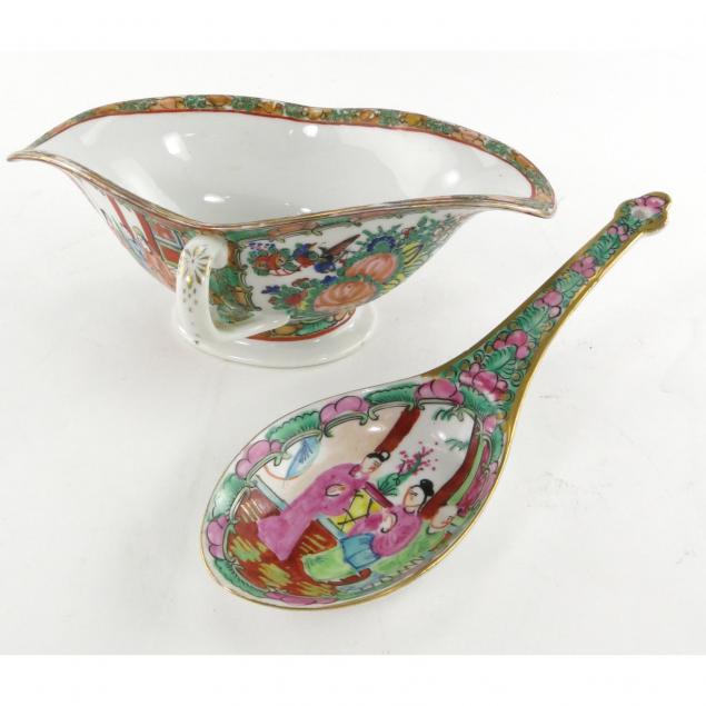 chinese-export-porcelain-rose-mandarin-sauce-boat-spoon-rest