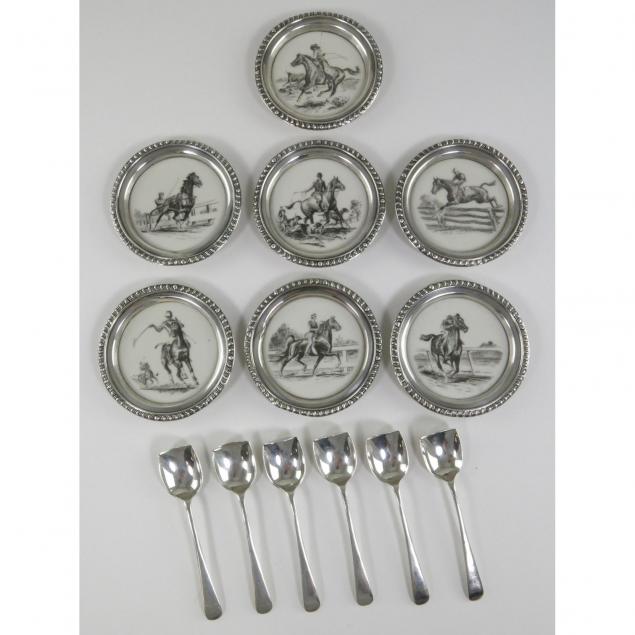 set-of-sterling-rimmed-coasters-and-set-of-six-picture-back-spoons