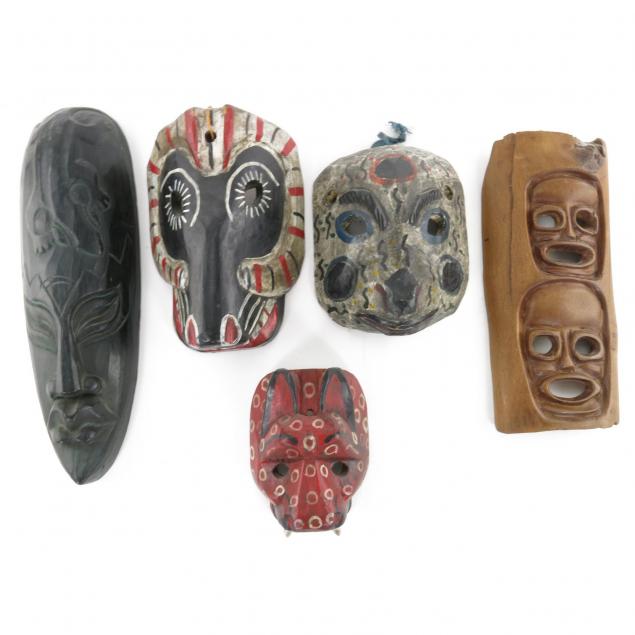 five-carved-tribal-masks