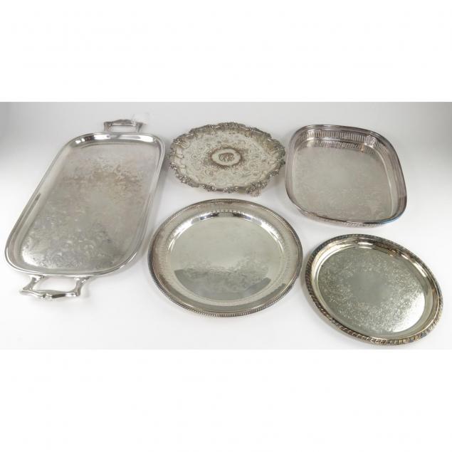 five-silverplate-serving-trays