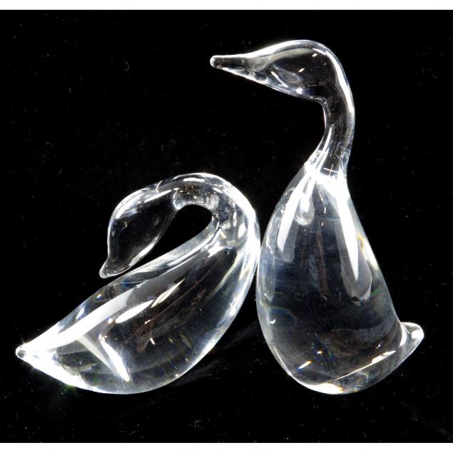 two-steuben-crystal-ducks