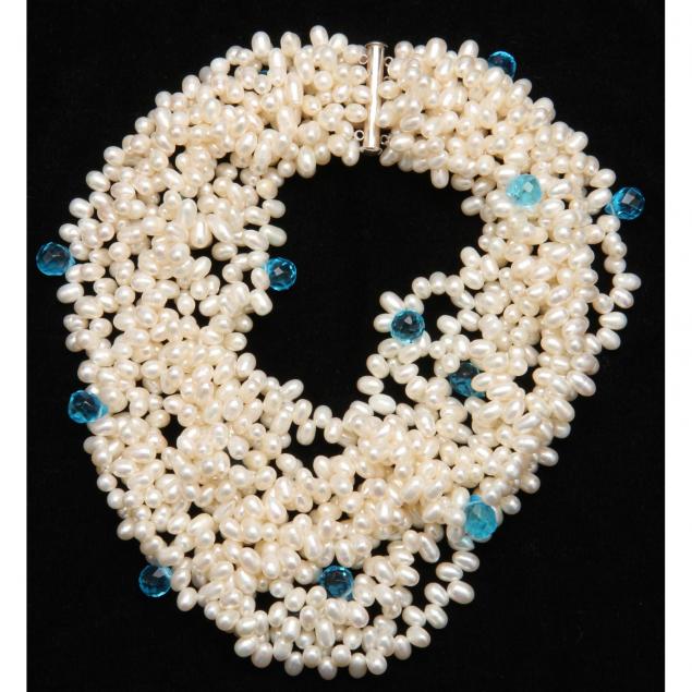 multi-strand-pearl-and-bead-choker-necklace
