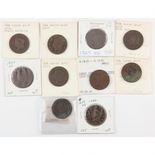 group-of-ten-10-coronet-large-cents