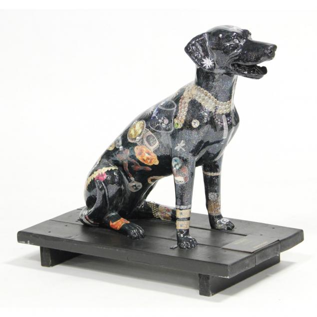 contemporary-painted-and-decorated-dog-sculpture-bling-bling