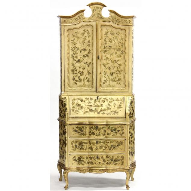 french-paint-decorated-secretary-bookcase