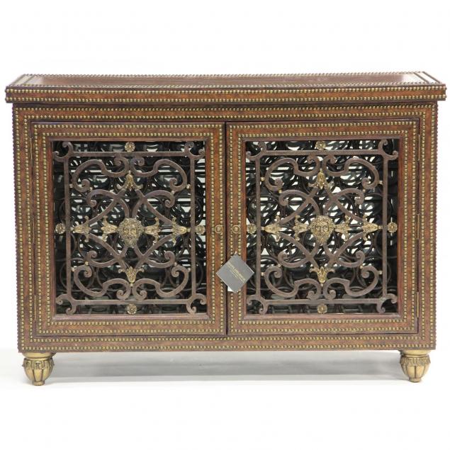 maitland-smith-leather-and-iron-wine-cabinet