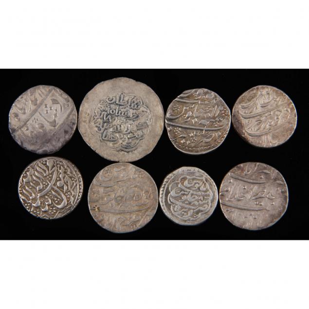 india-and-afghanistan-eight-hammered-silver-rupees