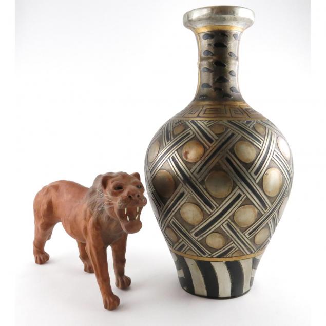 leather-lion-and-animal-print-vase