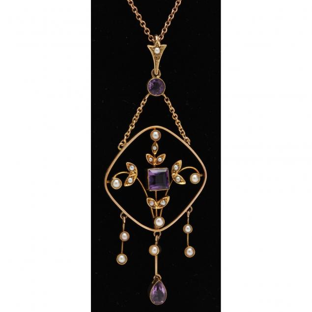 vintage-15kt-amethyst-and-seed-pearl-lavalier