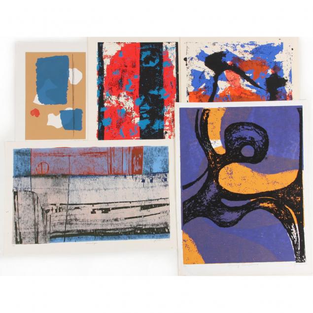 five-modernist-silkscreens-signed-c-gordon