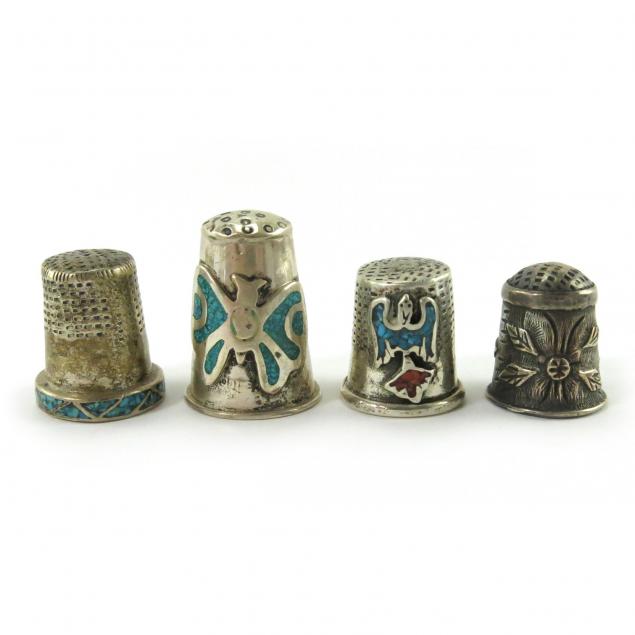 four-southwest-and-south-american-silver-thimbles