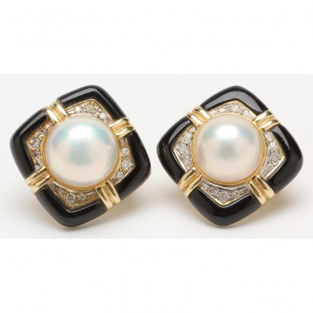 14kt-pearl-onyx-and-diamond-ear-clips