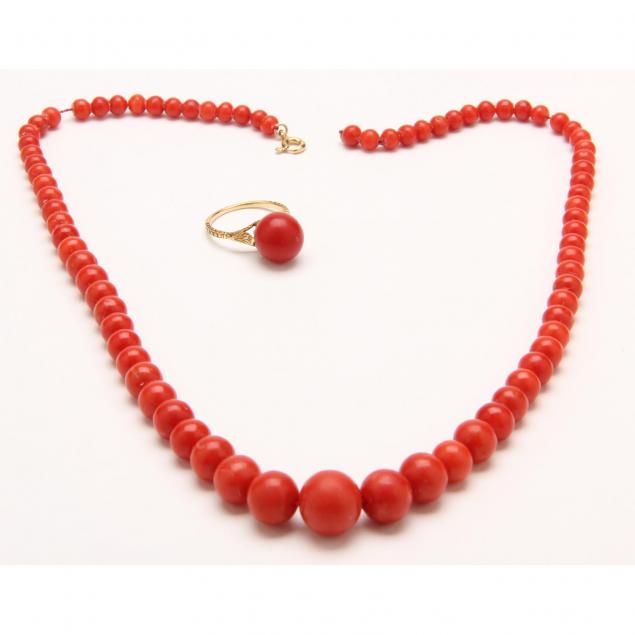 vintage-gold-and-coral-ring-and-coral-necklace