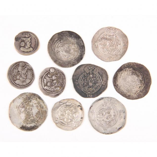 ten-sassanian-silver-drachms-4th-7th-century-a-d