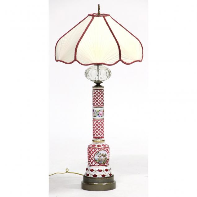 bohemian-opaline-cut-to-ruby-glass-table-lamp