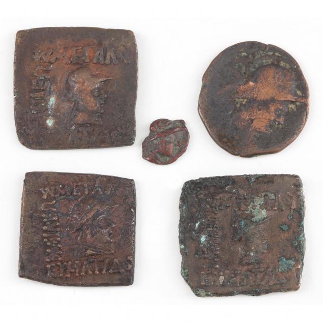 bactrian-kingdom-eukratides-i-171-135-b-c-five-bronzes
