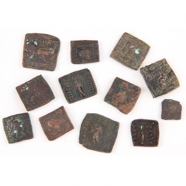 bactrian-kingdom-lot-of-twelve-rectangular-bronze-coins