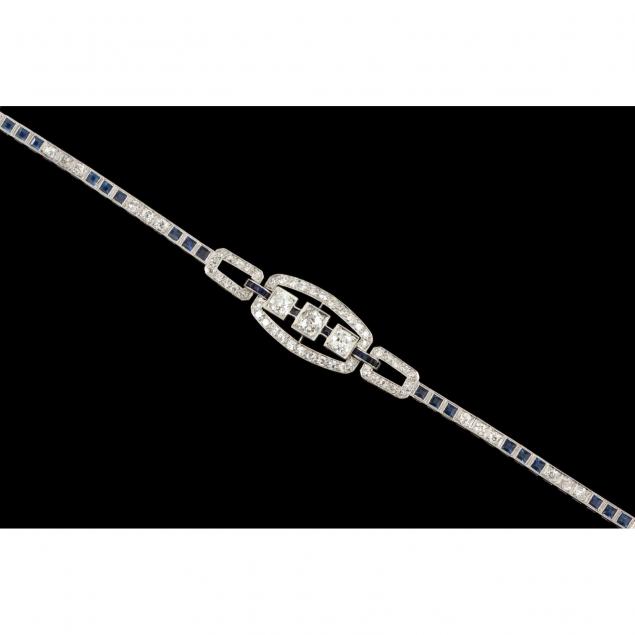 art-deco-platinum-diamond-and-sapphire-bracelet