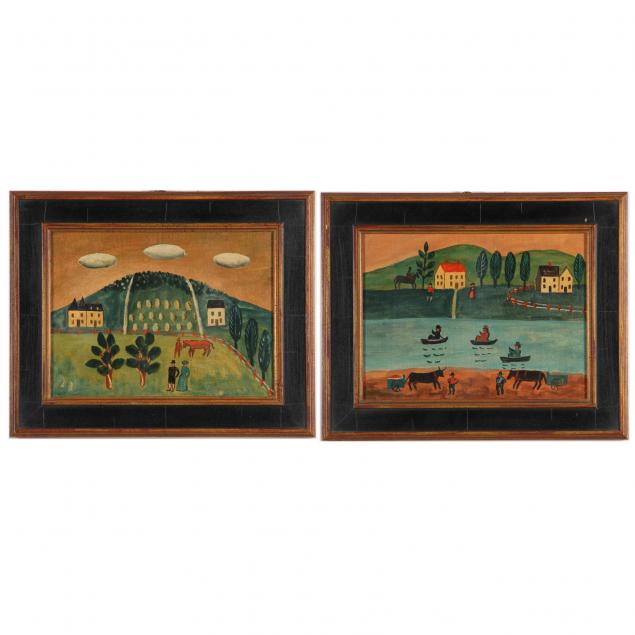 pair-of-decorative-primitive-prints-on-board